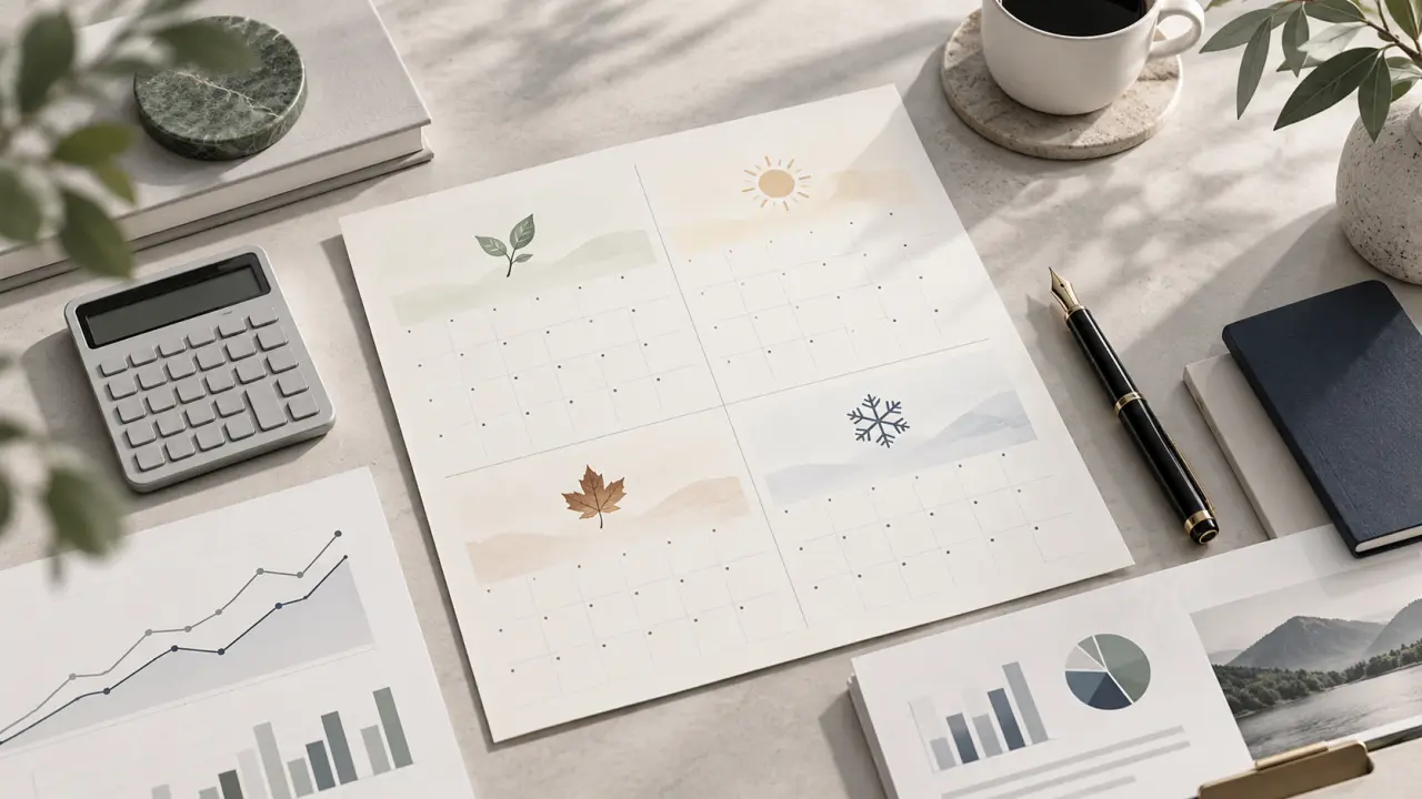 Tableau de bord financier d'une PME organisé par périodes de l'année