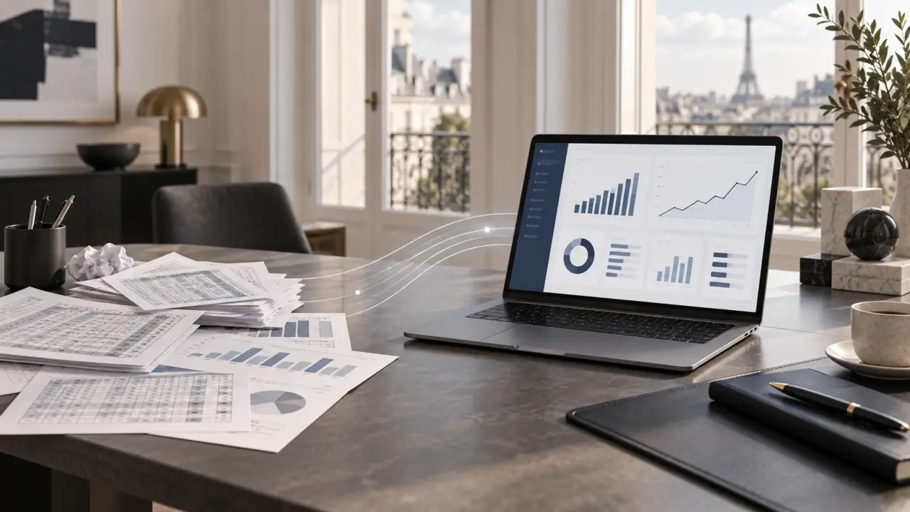 Tableau de bord financier organisé affichant l’évolution de l’EBITDA