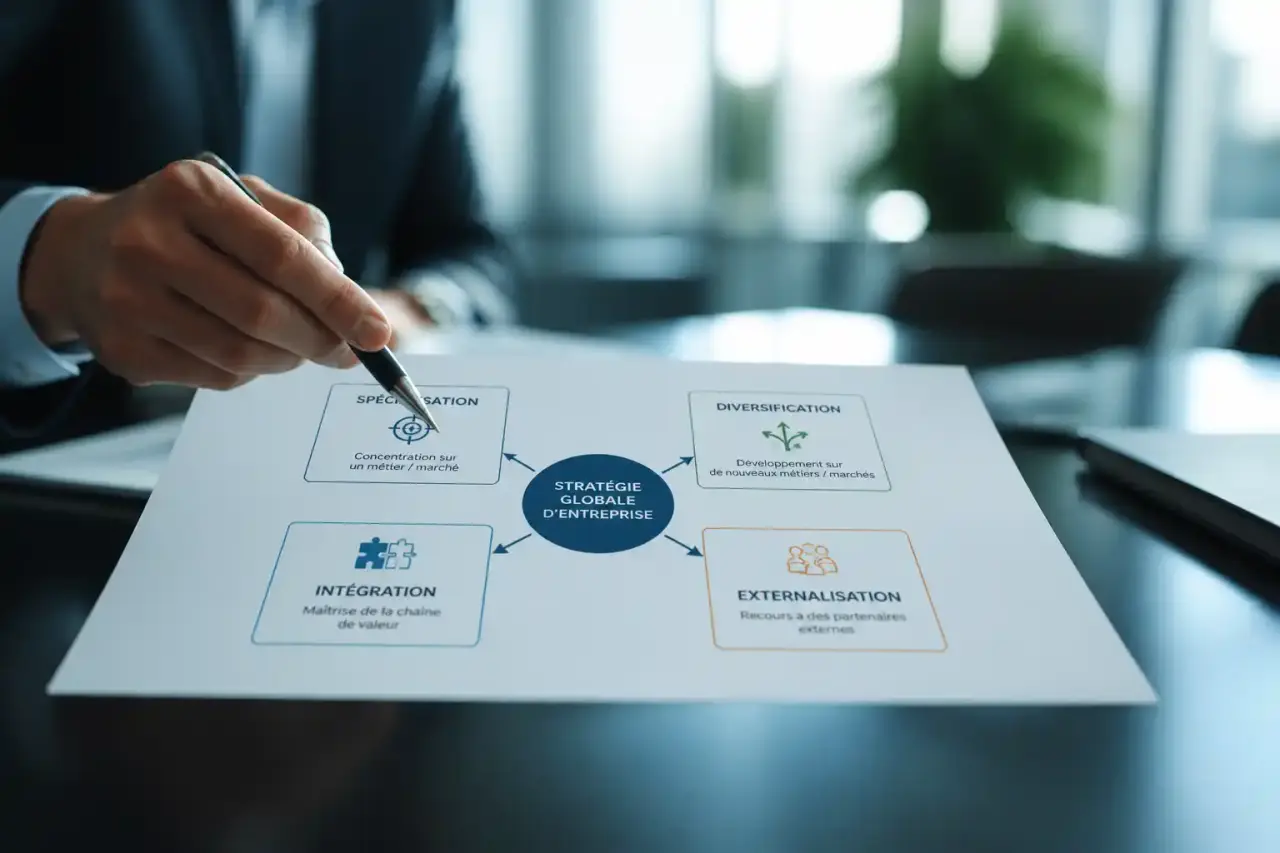 Stratégie globale d'entreprise : spécialisation, diversification, intégration ou externalisation ?