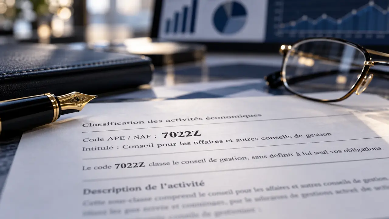 Le code 7022Z classe le conseil de gestion, sans définir à lui seul vos obligations